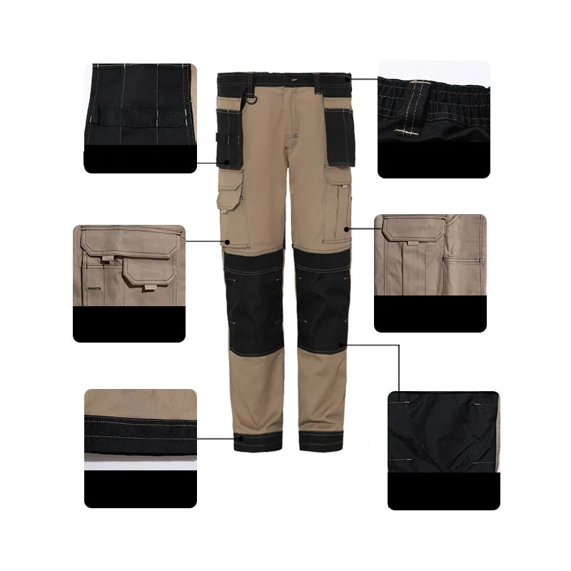 Men\'s Multi-Pocket Cargo Pants Outdoor Work Pants Wear-Resistant Pants Worker\'s Trousers Work Pants Men Construction