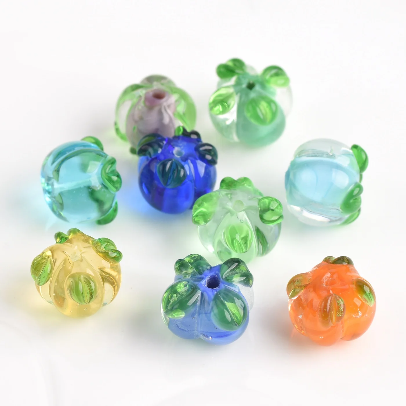 5pcs 12mm Persimmon Shape Handmade Lampwork Crystal Glass Loose Beads for Jewelry Making DIY Crafts Findings