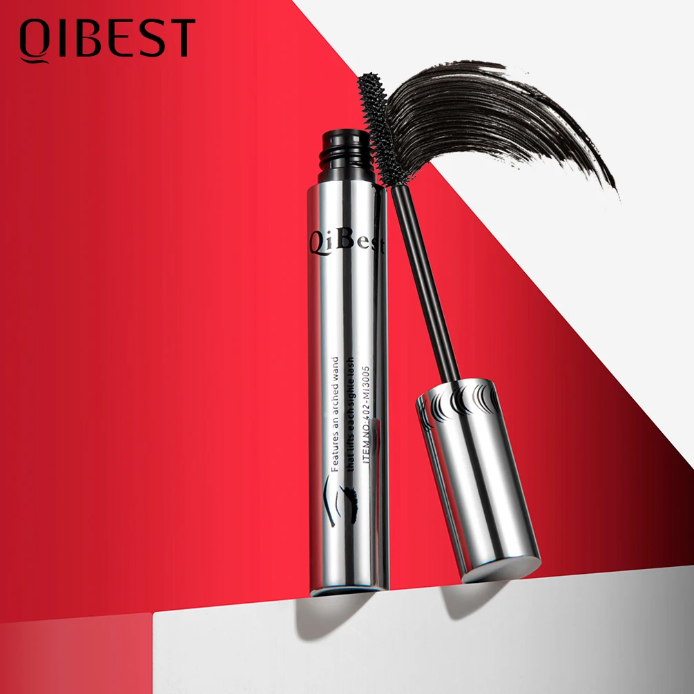 QIBEST rímel negro 4D voluminoso resistente al agua, extensión de pestañas, alargamiento, rímel líquido, cosméticos, maquillaje