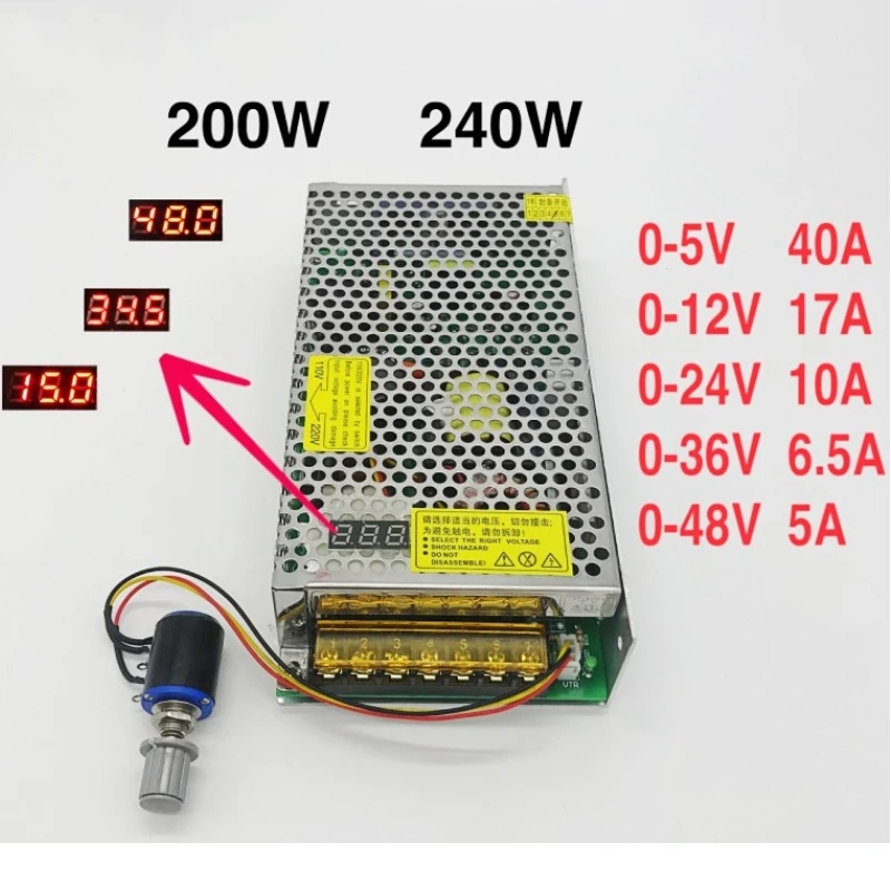 conversor ac com display digital fonte de alimentacao de comutacao tensao ajustavel regulada board 220v 110v dc 5v 12v 24v 36v 48v 240w 01