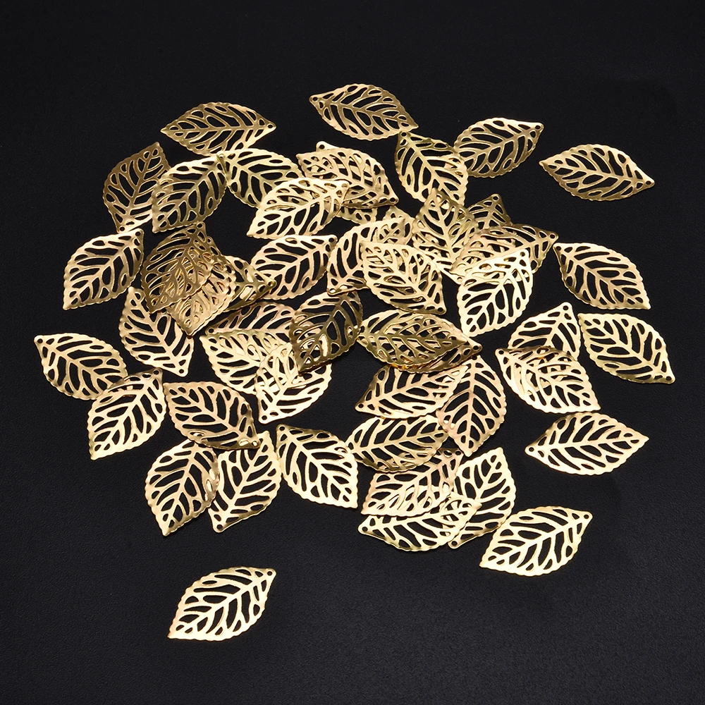 50pcs 23x14mm Tree Leaf Charms Pendants Earrings Necklace Bracelet Anklet Accessories for Jewelry Making Findings Wholesale DIY