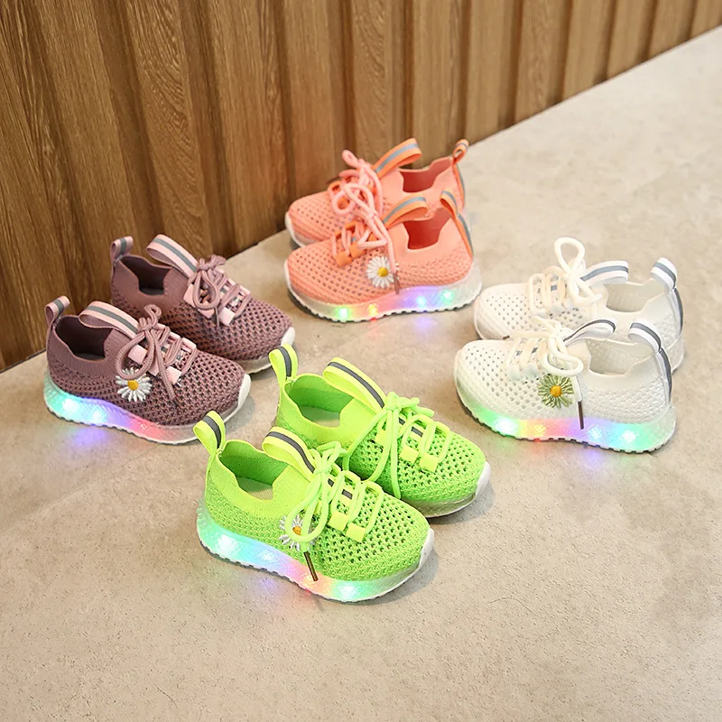 

Children's LED shoes Boys and girls Fashion Daisy Sports shoes Cute Summer Mesh Sneaker bebe toddler baby light luminou XZ19091