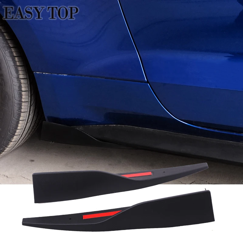 2PCS Car Body Side Skirts Extension Bumper Guard Protector Sticker For Mustang Roush 2015 2016 2017