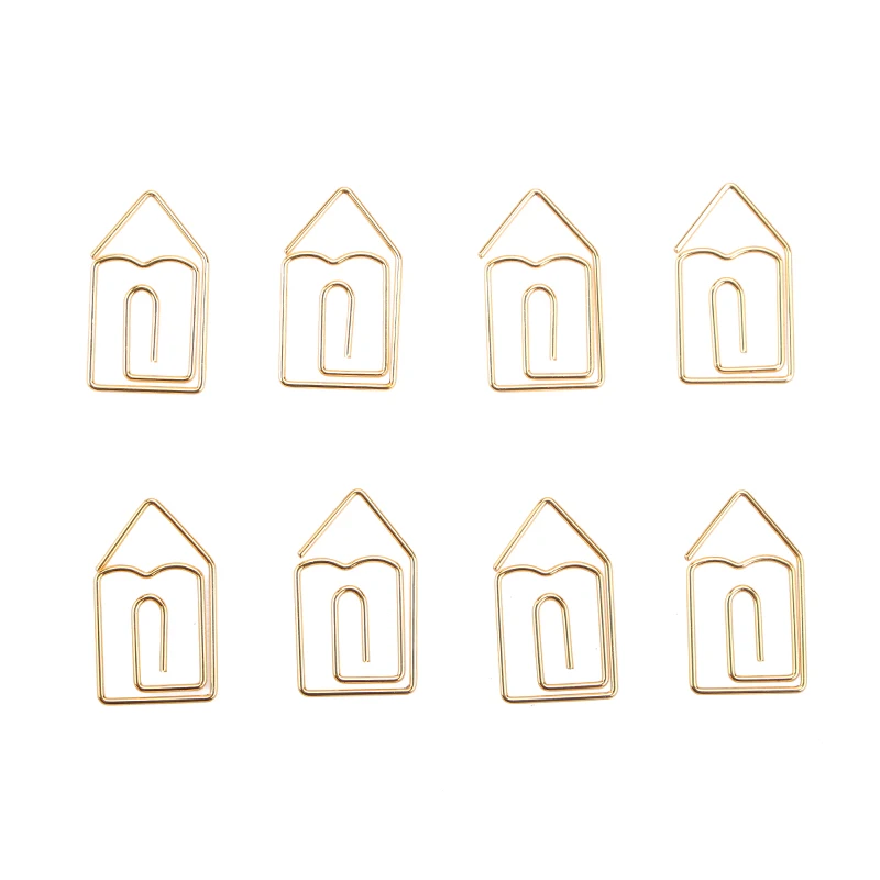 Clip de papel dorado para casa, Clip de papel en forma de Pin, Clips de papel de regalo, accesorios de oficina, Mini Clips para papeles, Metal