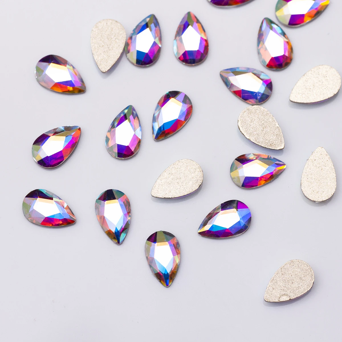 5x8mm 100 Stück Flache Bunte Tropfen-Nagelsteine für Nagelkunst Kristallglasstein Maniküre 3D Glänzende Kleidungsdekorationen – Detail 2