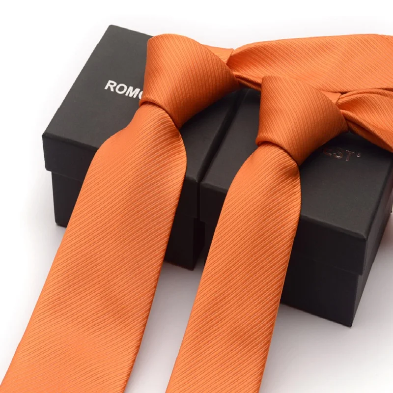 

2024 Brand New Men's High Quality Fashion 6CM 8CM Twill Orange Necktie Romantic Wedding Groom Neck Tie for Men with Gift