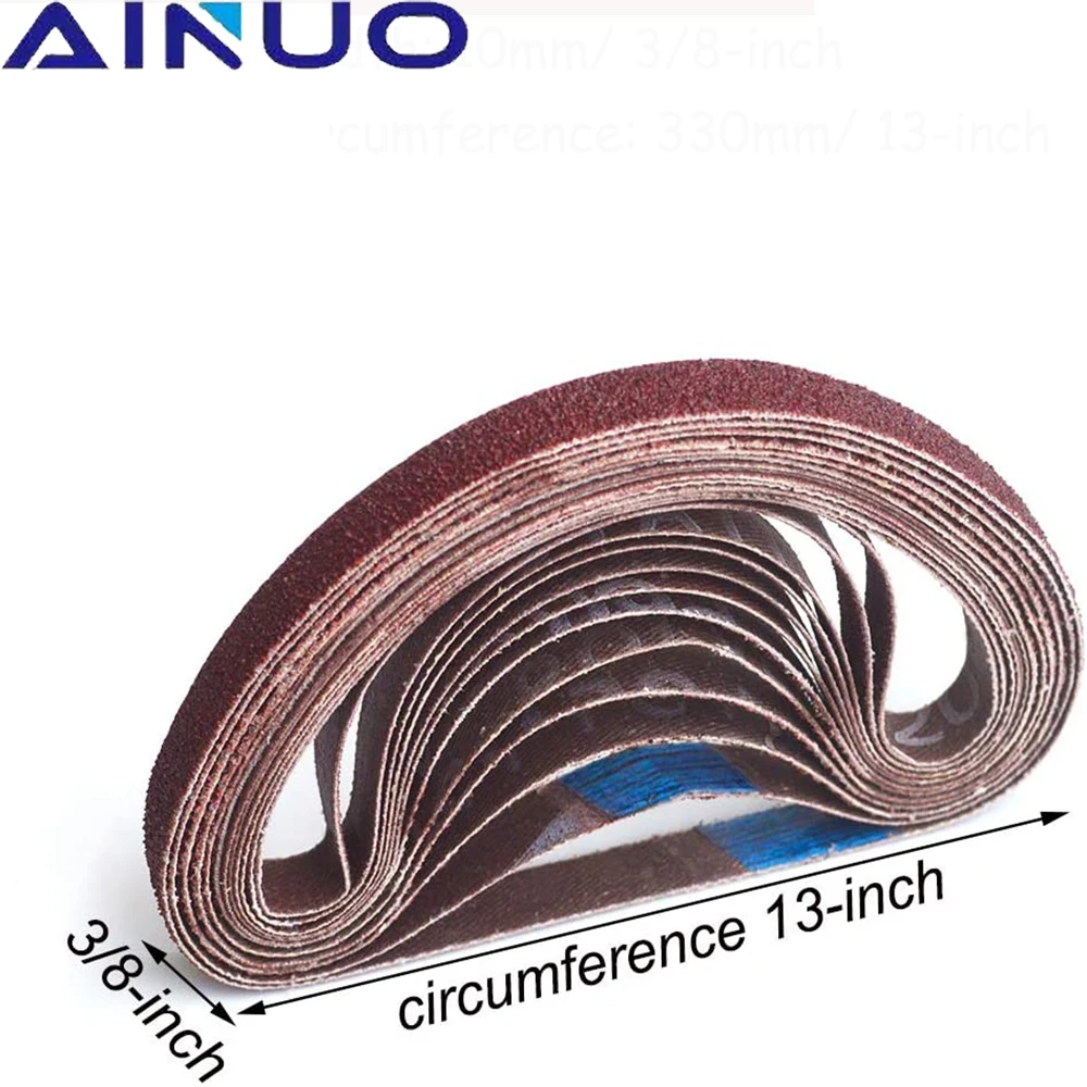 10x330mm Abrasive Sanding Belts P40-320 Sandpaper Abrasive Bands Coarse to Fine Grinding Belt Grinder Accessories