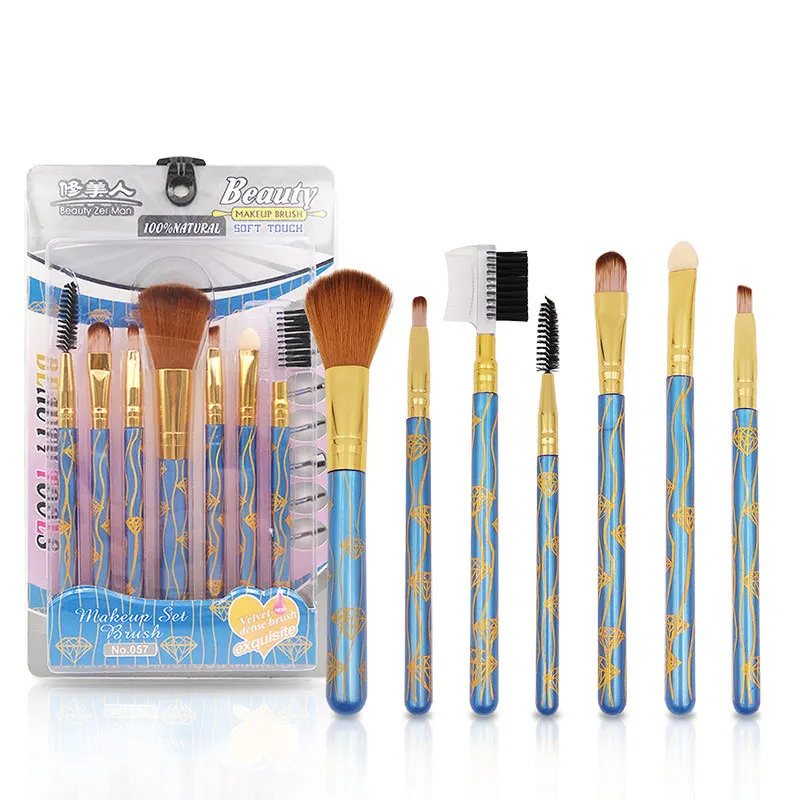 SAIANTTH – ensemble de pinceaux de maquillage en bois, mini diamant portable, outil cosmétique multifonction de beauté, ombre à paupières, blush, correcteur de sourcils, 7 pièces