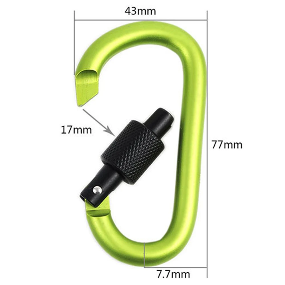 Type D Carabiner With Lock Outdoor Climbing Camping Bold Aluminum Alloy Locking Clasp Keychain Multi Survival Gear Travel Kit