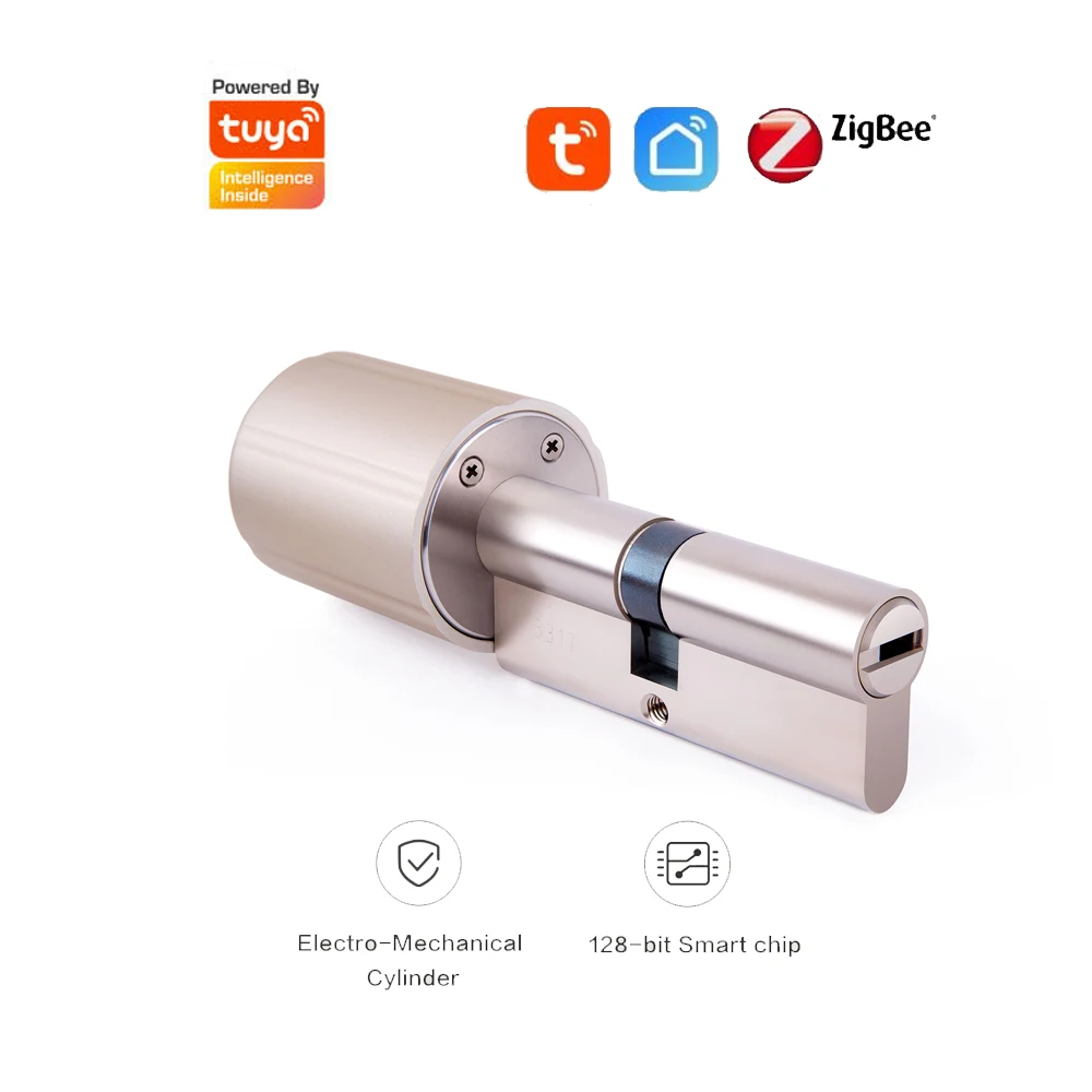 Tuya Smart Lock Cylinder E-keys Wireless WIFI Zigbee Lock Core Intelligent Encryption Door Lock for EU Lock Smart Home