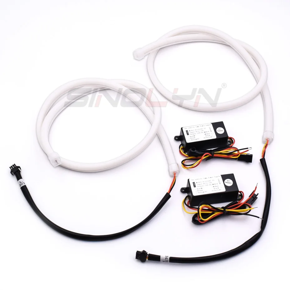 Sinolyn DRL LED Strip Turn Signal Daytime Running Lights Car Lights White Yellow For Headlight Switchback 60/85CM Car Products