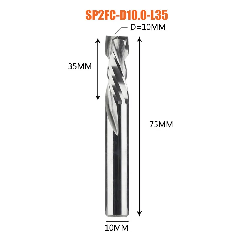 Dreanique 1-delige frees voor houtbewerking, op en neer snijdende frees met 2 snijkanten, spiraalvormige hardmetalen frees, compressiefrees voor hout.