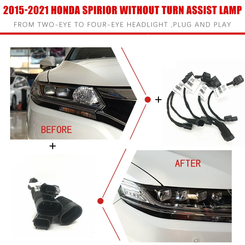 CZMOD Headlight Modification Upgrade Special Car Wiring Adapter Harness For Honda 15-21 Spirior Without & With Turn Assist Lamp