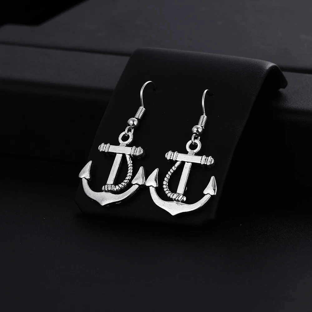 Trendy Vintage Anchor Shape Dangle Earrings for Women Girl Retro Drop Earrings Cute Small Object Earring Jewelry Bijoux