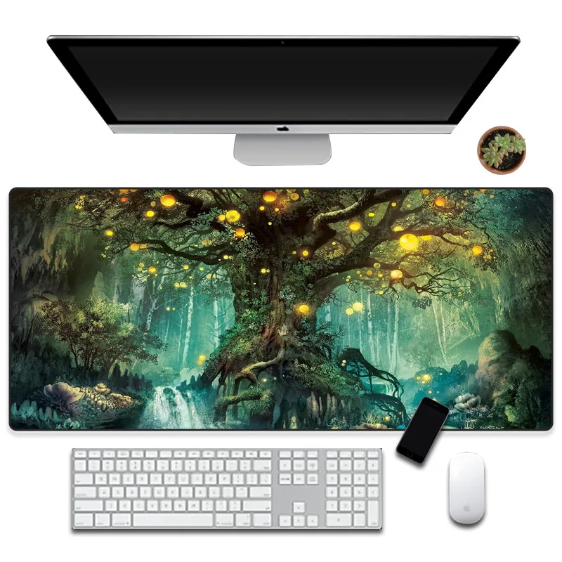 YuzuoanXL Night View Tree Natural Mouse Pad Desk Computer PC Gaming Keyboard Rubber Pad Large Game Hot Sale Soft Popular Pad