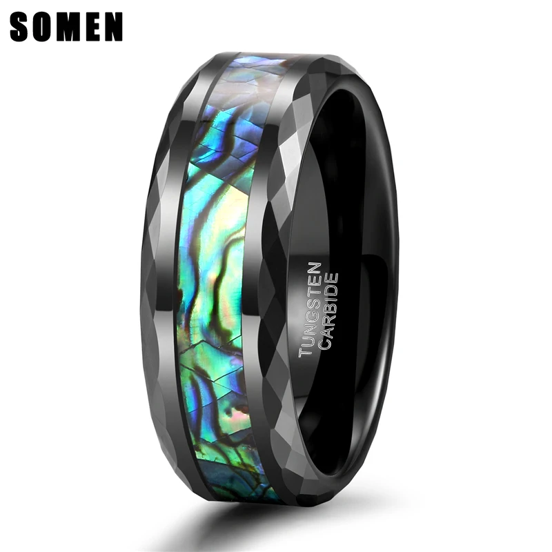 Somen 8mm Green Men Tungsten Wedding Rings Party Rings Comfort It Couple Anniversary Chirstmas Gift For Husband