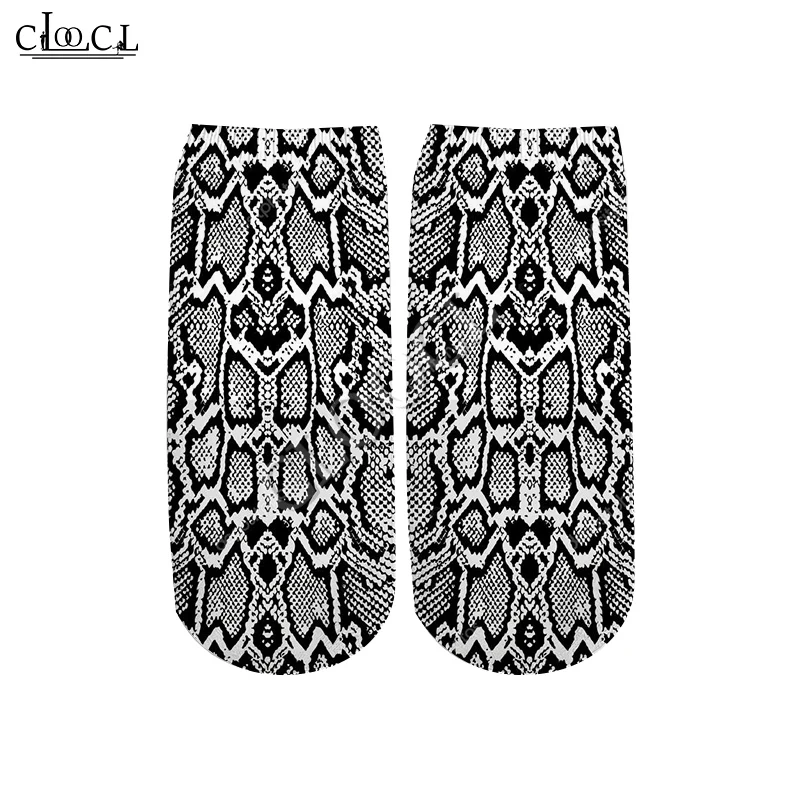 CLOOCL 2021  New Style Fashion Red Green Snake Skin 3D Print Men's Women's Casual Hot Selling Short  Socks