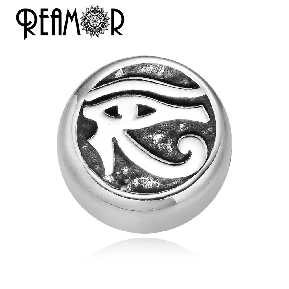 REAMOR 5pc Stainless Steel Evil Eyes Cross Anchor Sun Taiji Yoga David Star Spacer Charm Beads For DIY Bracelet Jewelry Findings