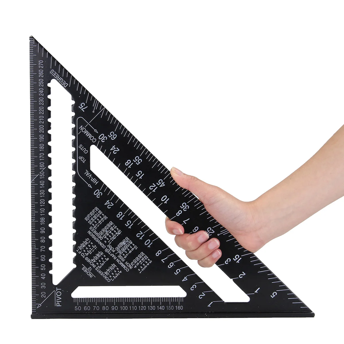 Angle Ruler 7/12 inch Metric Aluminum Alloy Triangular Measuring Ruler Woodwork Speed Square Triangle Angle Protractor