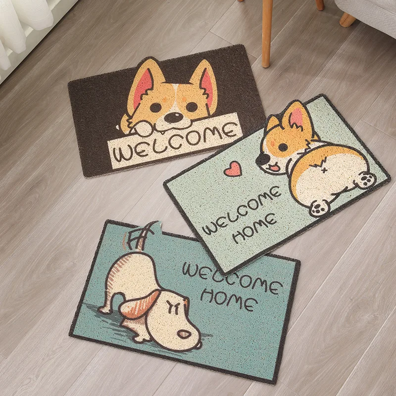 Kids Rug Cartoon Door Mat Room Cat Carpet Household Animals Dog Printing PVC Doormat Bathroom Entrance Anti-Slip Kawaii Rug