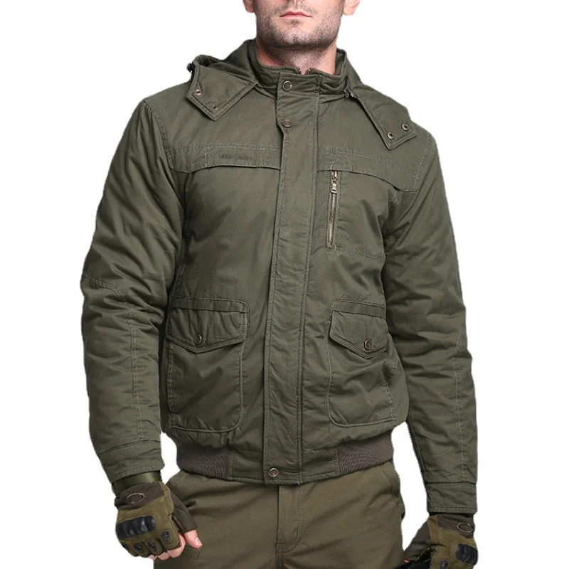 Autumn and Winter Plus Size Military Uniform Men's Jacket Cotton Short Cotton Jacket Outdoor Middle-aged and Elderly Thickening