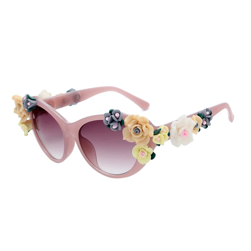 Charming Flower Fashion Cat Eye Sunglasses Women Oculos Vintage Cat Eyes Glasses Brand Designer Men Eyeglasses Shades UV400 O259