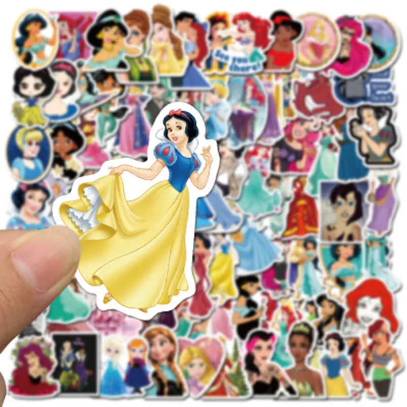 100pcs cartoon princess series graffiti Disney Waterproof Skateboard Sticker Personalized Suitcase Graffiti Sticker Set