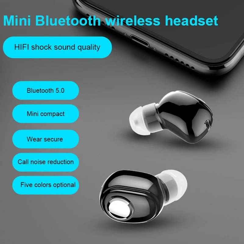 Mini-Tai 5.0 Bluetooth HiFi Tai Nghe Không Dây Có Mic Tai Nghe Nhét Tai Thể Thao Tay Nghe Âm Thanh Stereo Tai Nghe Nhét Tai Cho Tất Cả điện Thoại