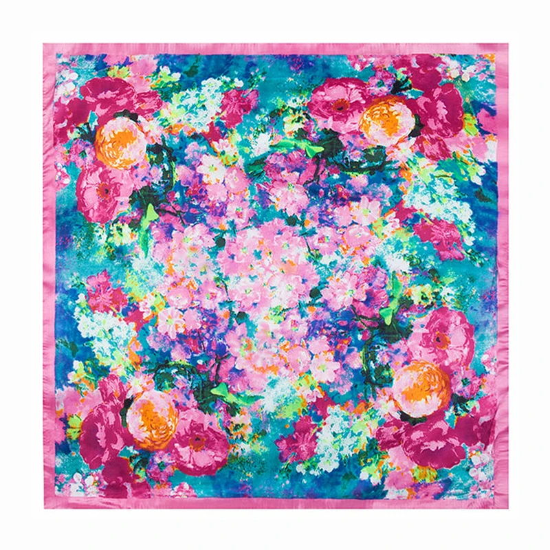 France 60cm Spring New Versatile Rose Flower Women\'s Imitation Silk Business Leisure Small Scarf Occupation Small Square Towel