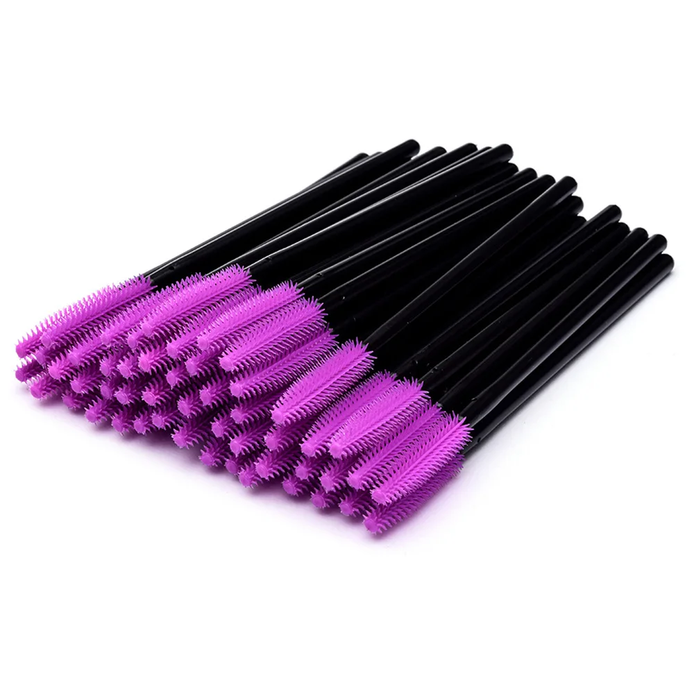 50pcs Disposable Silicone Mascara Wands Gel Eyelash Micro Brush Comb Applicator Spoolers Eye Lashes Extension Cosmetic