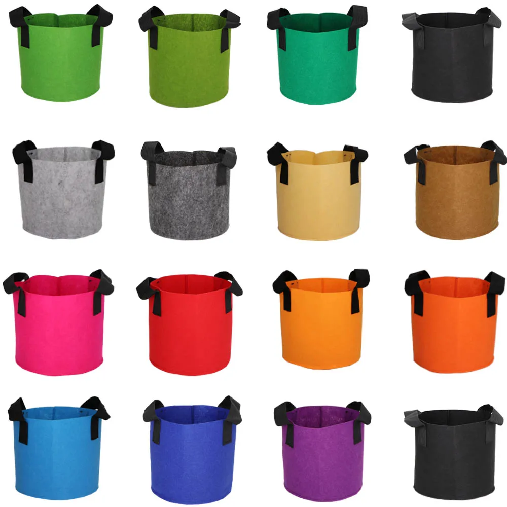 Garden Grow Bag 10 Sizes 15 ColorsHandles Indoor Outdoor Fabric Aeration Plant Pot Container Flower Vegetable Pouch 