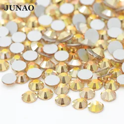 JUNAO  SS 6 8 10 12 16 20 30 Metal Sunlight Nail Art Face Glass Rhinestones Non Hot Fix Strass Appliques Flat Back Crystal Stone