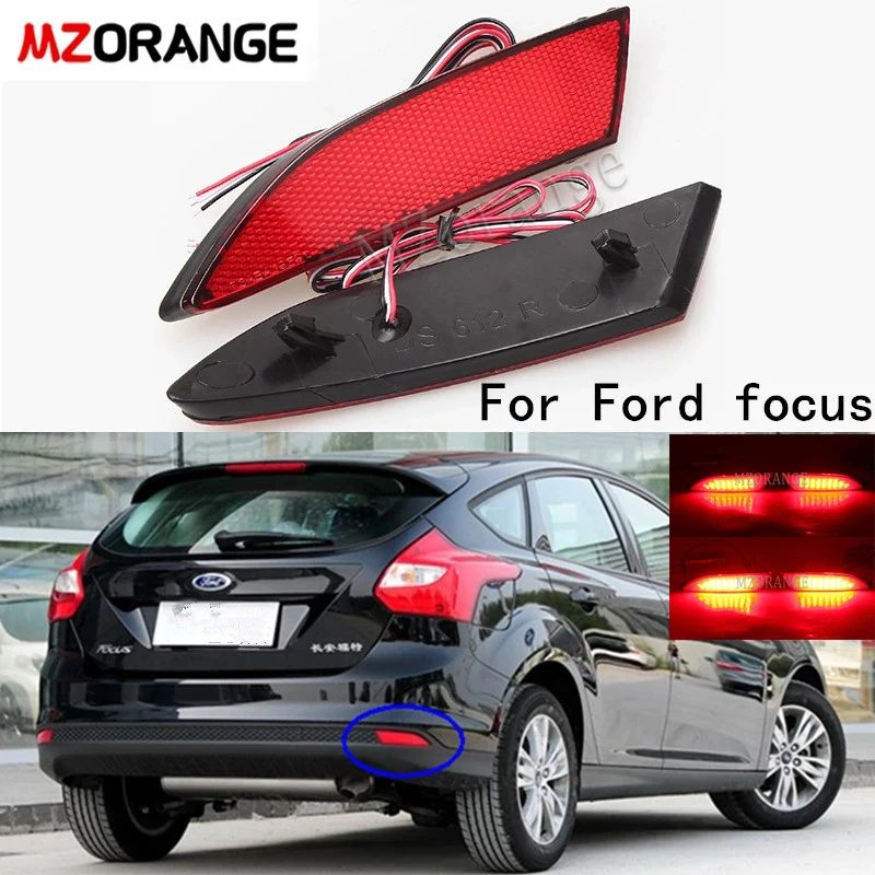 

2PCS Rear Bumper Reflector Light For Ford Focus 3 2012 2013 2014 Car Styling 12V Tail Brake Stop Turn Signal Warning Fog Lamp