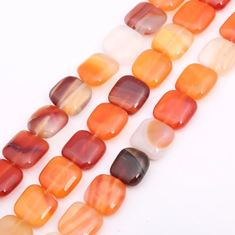 12mm Natural Stone Colorful Agate Tiger Eye Sandstone Square Piece Loose Beads for Jewelry Making DIY Hot Bracelet Necklace 15\