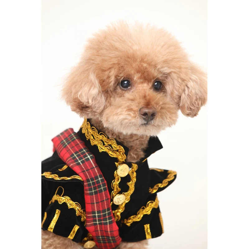 Handmade Dog Clothes Pet Supplies Scottish Plaid Kilt Royal Style Velvet Uniform Tuxedo Suit Cats Poodle Yorkie Maltese Jackets