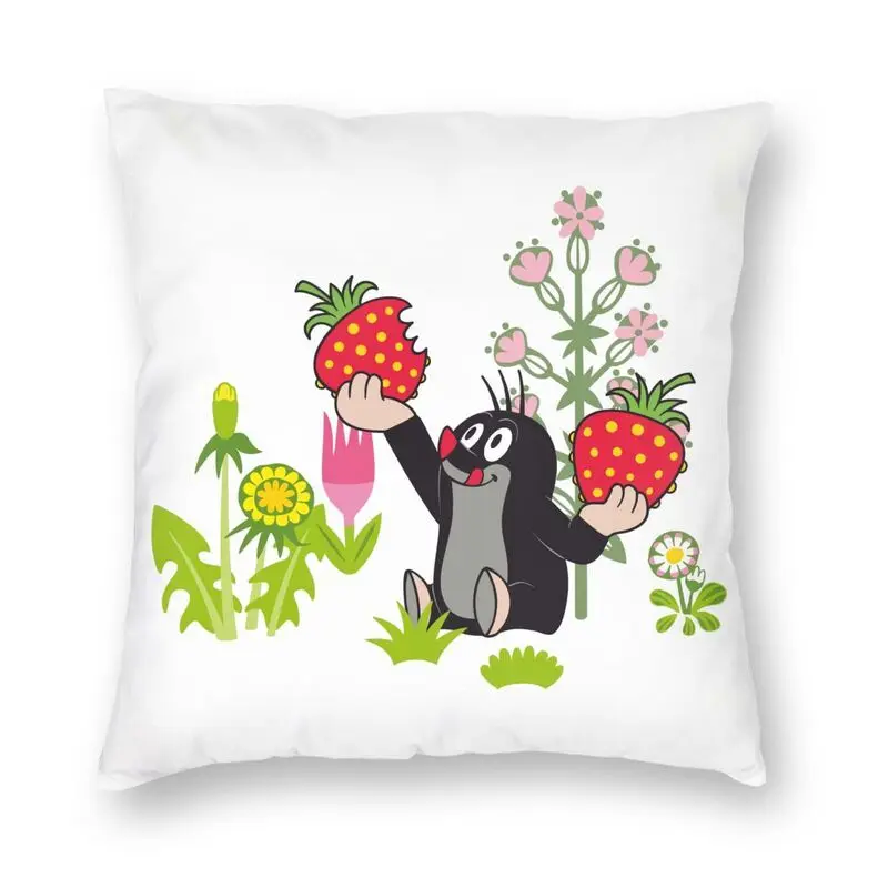 Kawaii Krtek Mole Square Pillowcover Decoration Cartoon Little Maulwurf Cushion Cover Throw Pillow for Car Double-sided Printing