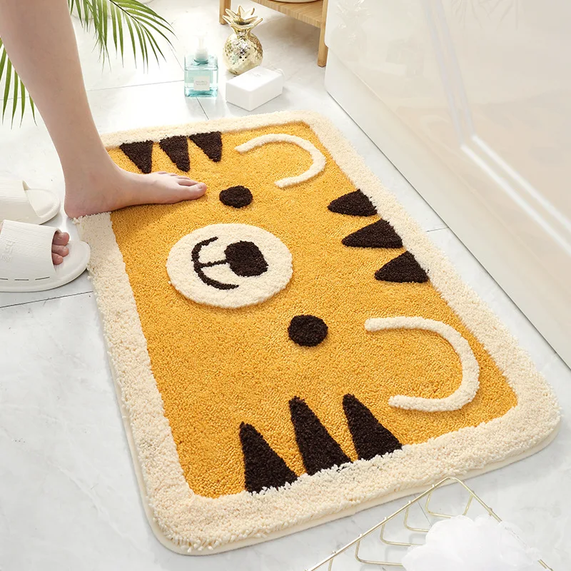 

Cartoon Animal Tiger Flocked Carpet Home Floor Non-slip Mat Bathroom Water-absorbing Rug