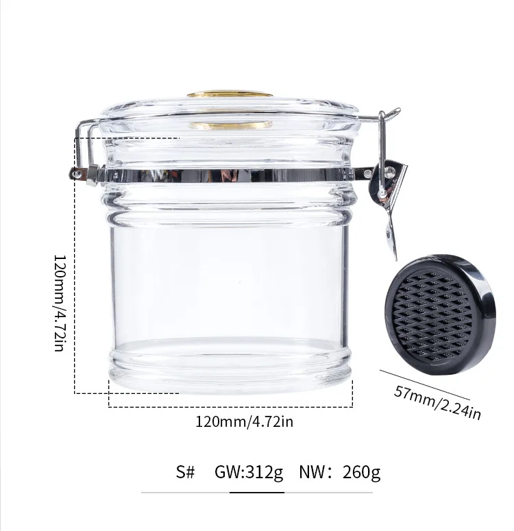 1PC Cigar Can Acrylic Humidor Jar with Hygrometer, Humidor That Can Hold About 18 Cigars Clear Cigarette Case Tobacco Pot Set