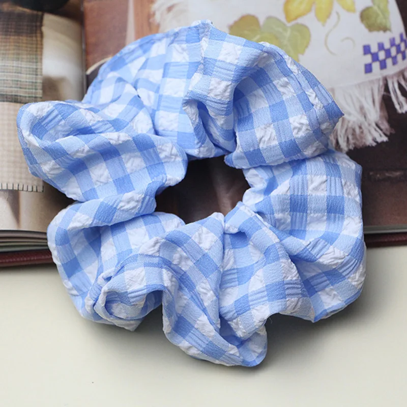 2021 PC Vintage Scrunchie Stretch Headband Dot Plaid Scrunchies Women Elastic Hair Bands Girls Hair Ties Cotton Hair Accessories