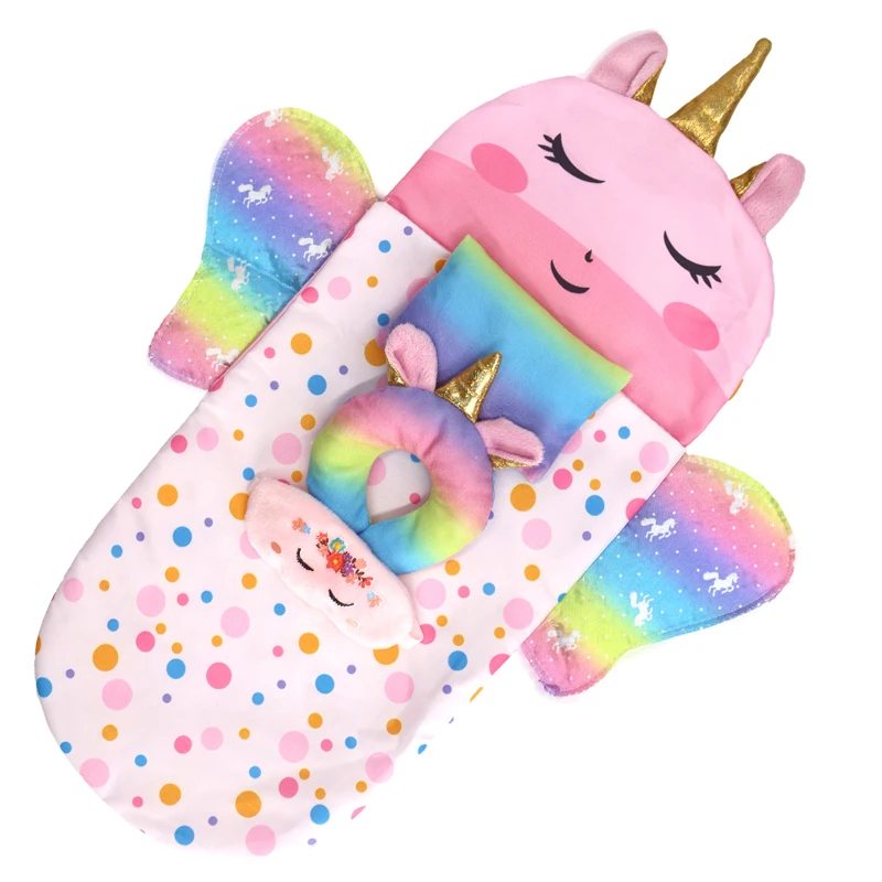 17 Inch Baby Doll Sleeping Bag Rainbow Color Reborn Baby Dolls Carry Out Bag Child's Gift Pillow Eye Mask Doll Accessory