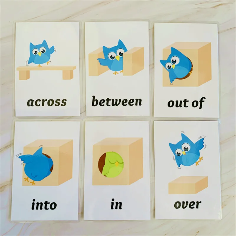 20pcs Flash Cards Position Preposition English Learning Cards Early Educational For Children Memory Game Teacher Teaching Kids