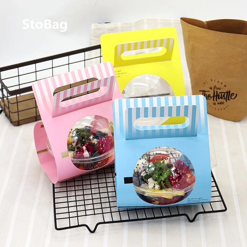 

StoBag 10pcs Cake Mousse Balls Sophora Portable Plastic Hollow Baking Transparent Salad Packaging Coconut Frozen Bowl Gift Box