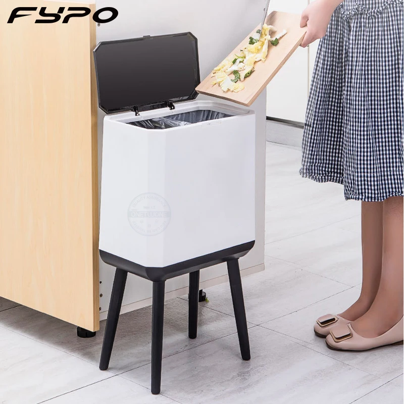 Fypo Kitchen Trash Can Large Capacity Press Type Waste Bin Household Wet and Dry Separation Rubbish Bin With Lid Trash Bin