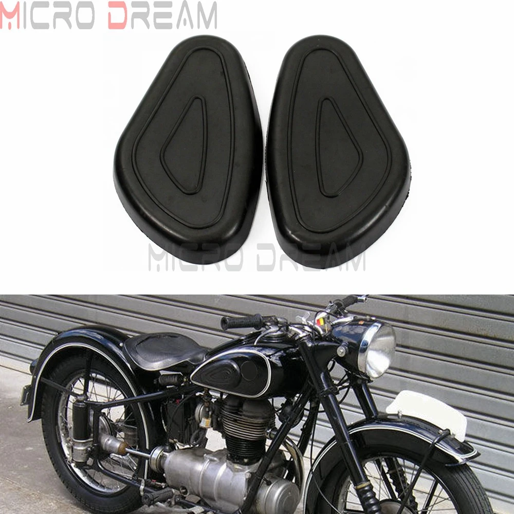 2X Black Motorcycle Rubber Gas Fuel Tanks Traction Side Cover Pads For Zündapp DB DS DBK KS KS750 M72 R66 R71 Dnepr Ural Sidecar