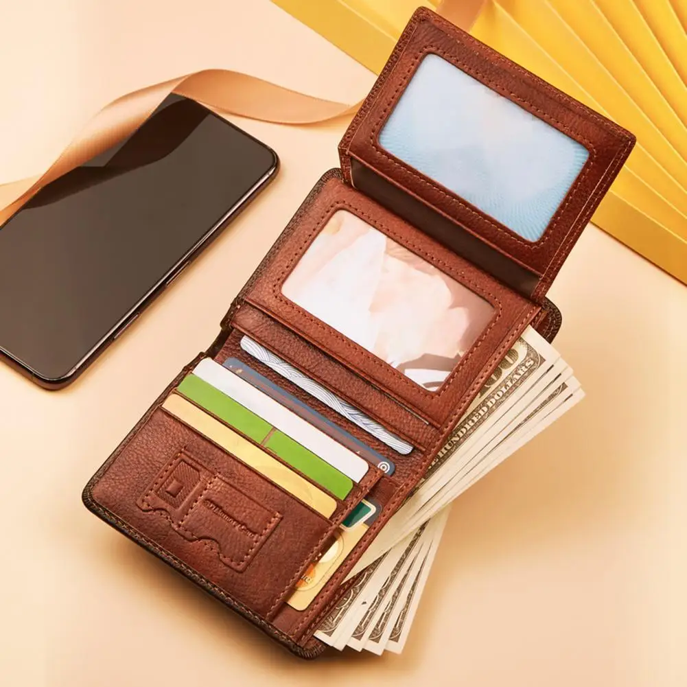 

Anti-theft Small Wallet Comfy Hand Feeling Credit Card Function RFID Blocking Wallet for Daily Use