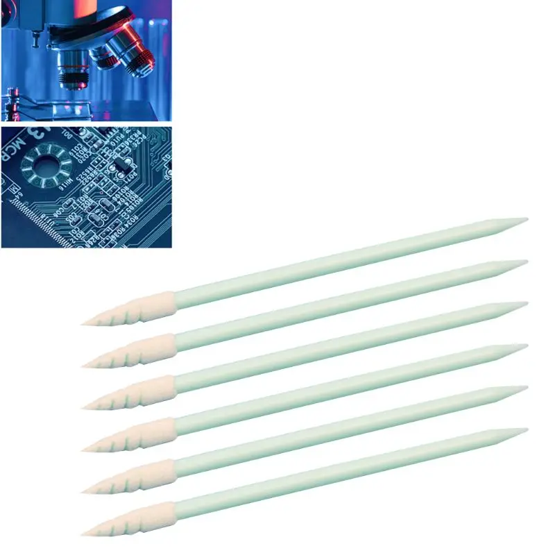 100Pcs/Pack Small Pointed Tips Sponge Cleaning Swab Lint Dust Free Sticks for PCB Board Electronics Small Area Camera Optical