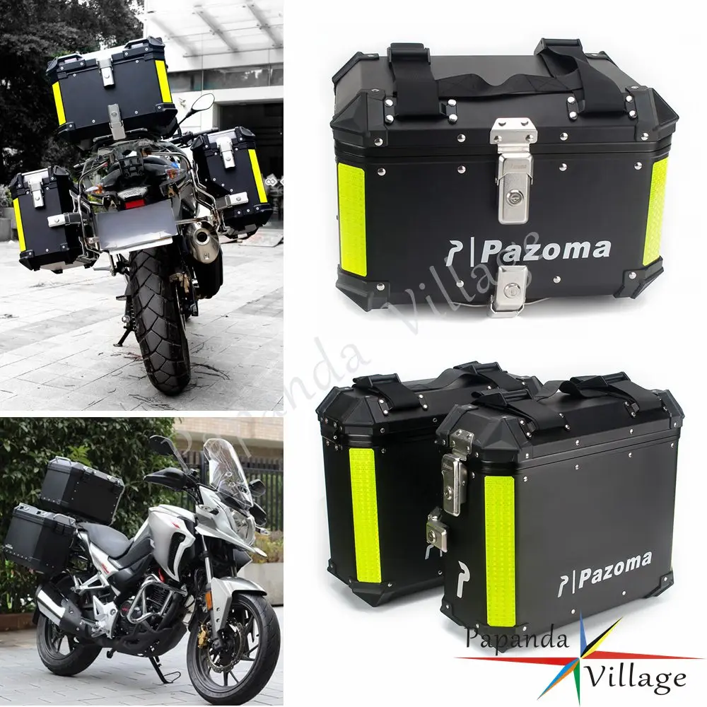 For Honda Yamaha BMW R1200GS CB190X GSXR Universal Top Case Side Boxes Side Pannier Tail Box Rear Trunk Aluminum 36L 42L