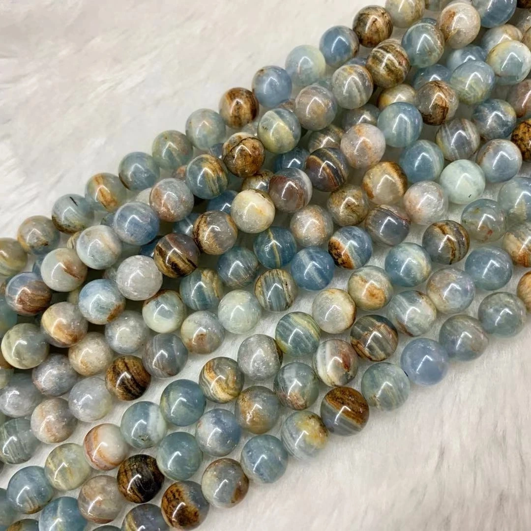 Blue Argentina Calcite Stone Natural Gemstone DIY Loose Beads For Jewelry Making Strand 15 \