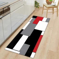 Modern Long Strip 3D Pattern Kitchen Mat, Entrada do quarto Capacho, Decoração Home Floor, Tapete da sala de estar, Tapete antiderrapante do banheiro