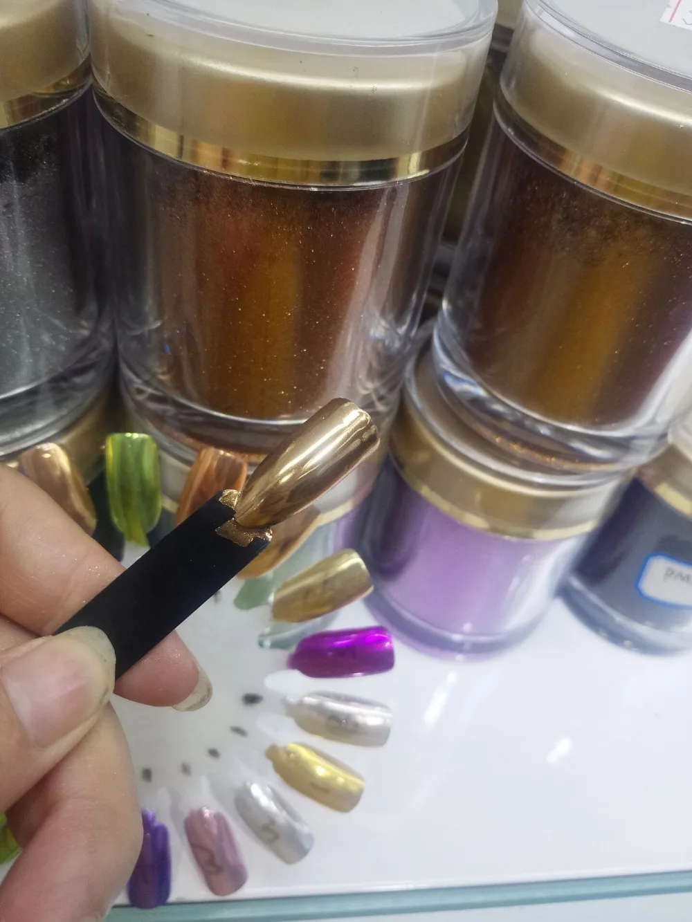 1Pc 19 Farben Nagel Glitter Spiegel Pulver Chrom Staub Nail art Pigment 0,5g Spiegel Pigment Pulver Nagel Glitter dip Pulver, JK47441 – Detail 24